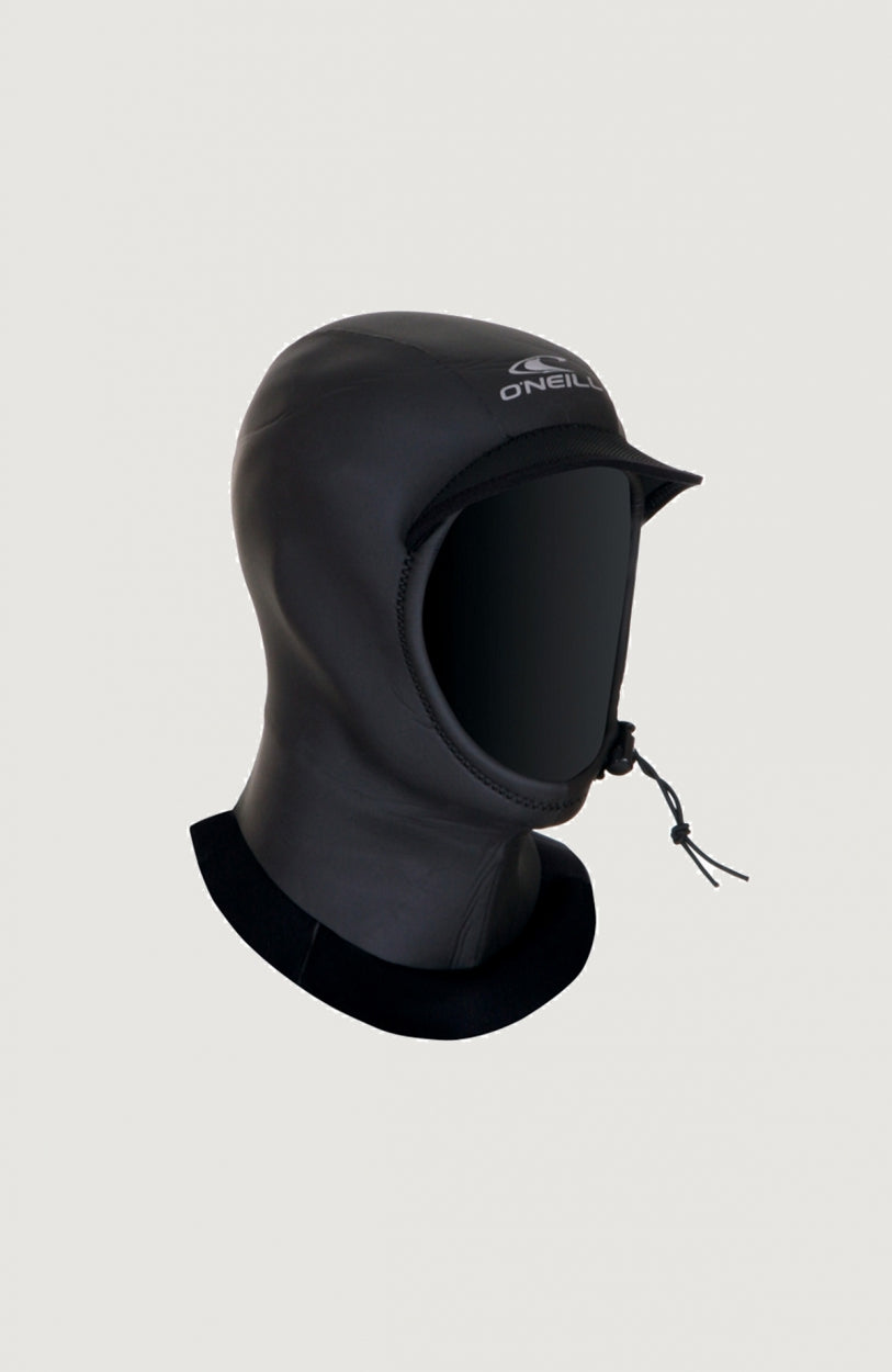 Ultraseal 3mm Hood Neoprenhaube, schwarz, freigestellt mit Kordelzug und Logo-Print