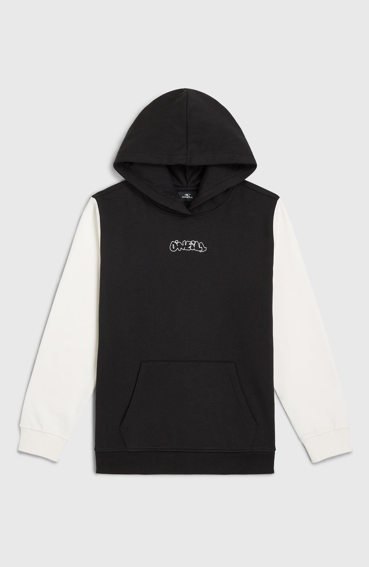 FWC'Play Hoodie für Jungen, schwarz mit Logo-Print in Weiß, flach liegend von vorne