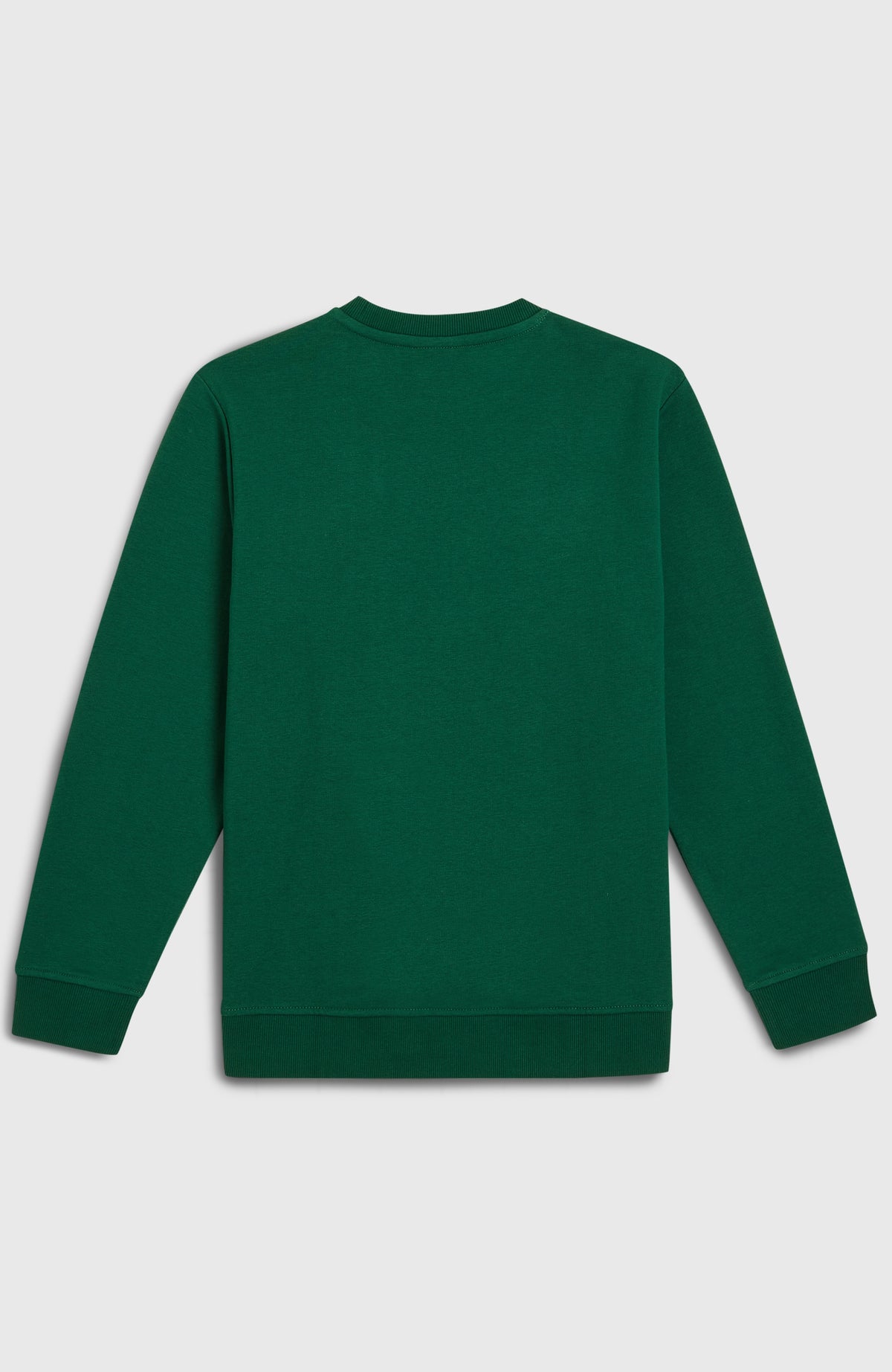 Essentials Crew Sweatshirt für Jungen, grün, flach liegend von hinten mit gerippten Bündchen