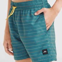 Mix and Match Cali First 13'' Badehose | Lily Pad First Name Stripe