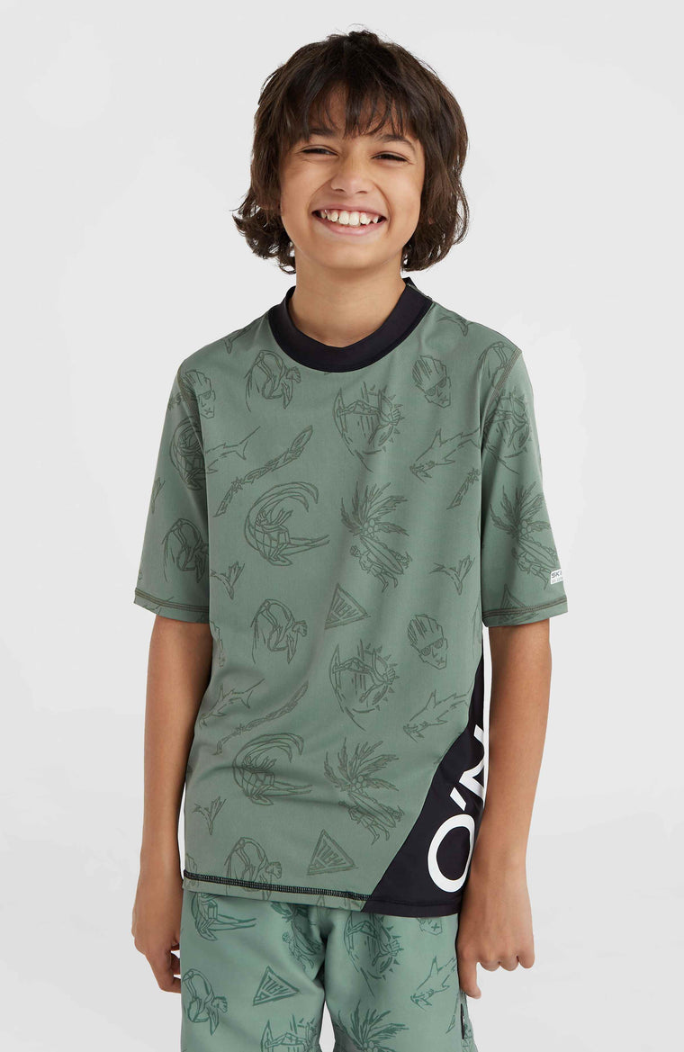Mix and Match Crazy Shortsleeve-Schwimmshirt | Green Vintage Surfer
