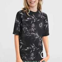 Mix and Match Crazy Shortsleeve-Schwimmshirt | Black Tonal Tropican