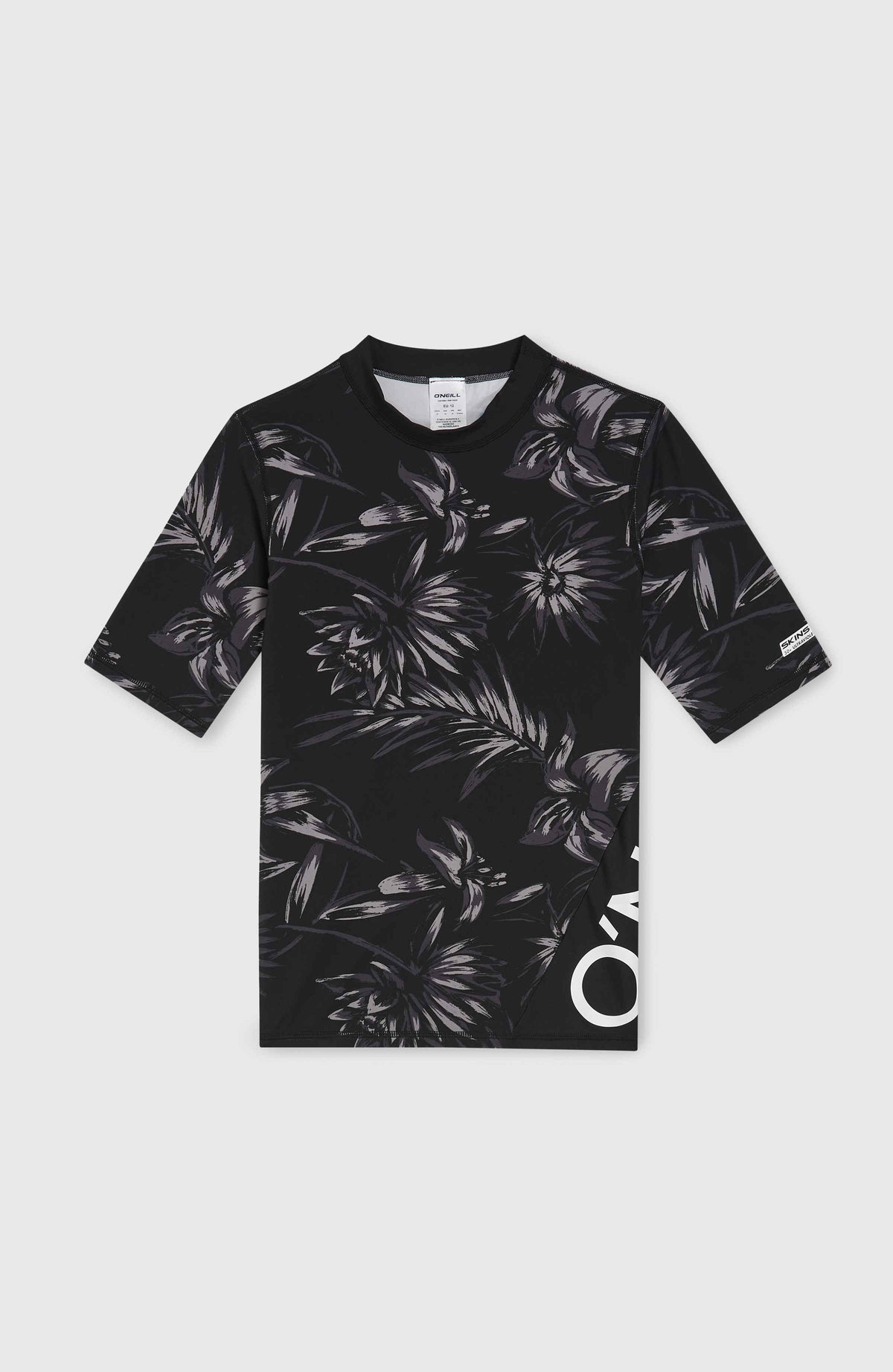 Mix and Match Crazy Shortsleeve-Schwimmshirt | Black Tonal Tropican