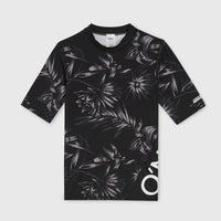 Mix and Match Crazy Shortsleeve-Schwimmshirt | Black Tonal Tropican