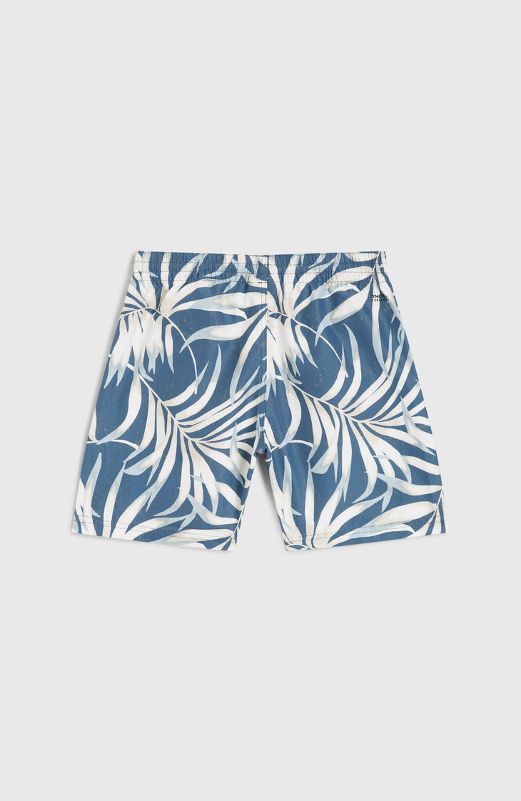 Cali 14'' Badehose | Blue Dipped Leaves