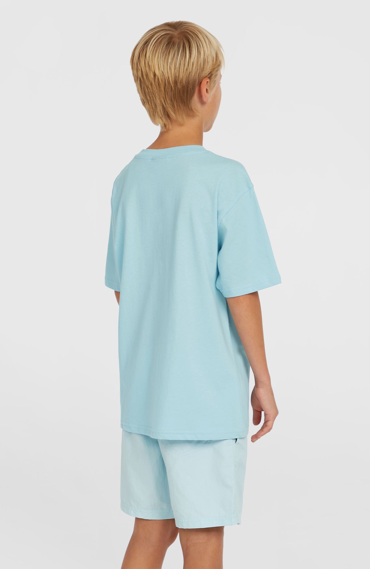 Vert 14'' Badehose für Jungen in Blau, Rückansicht am Model