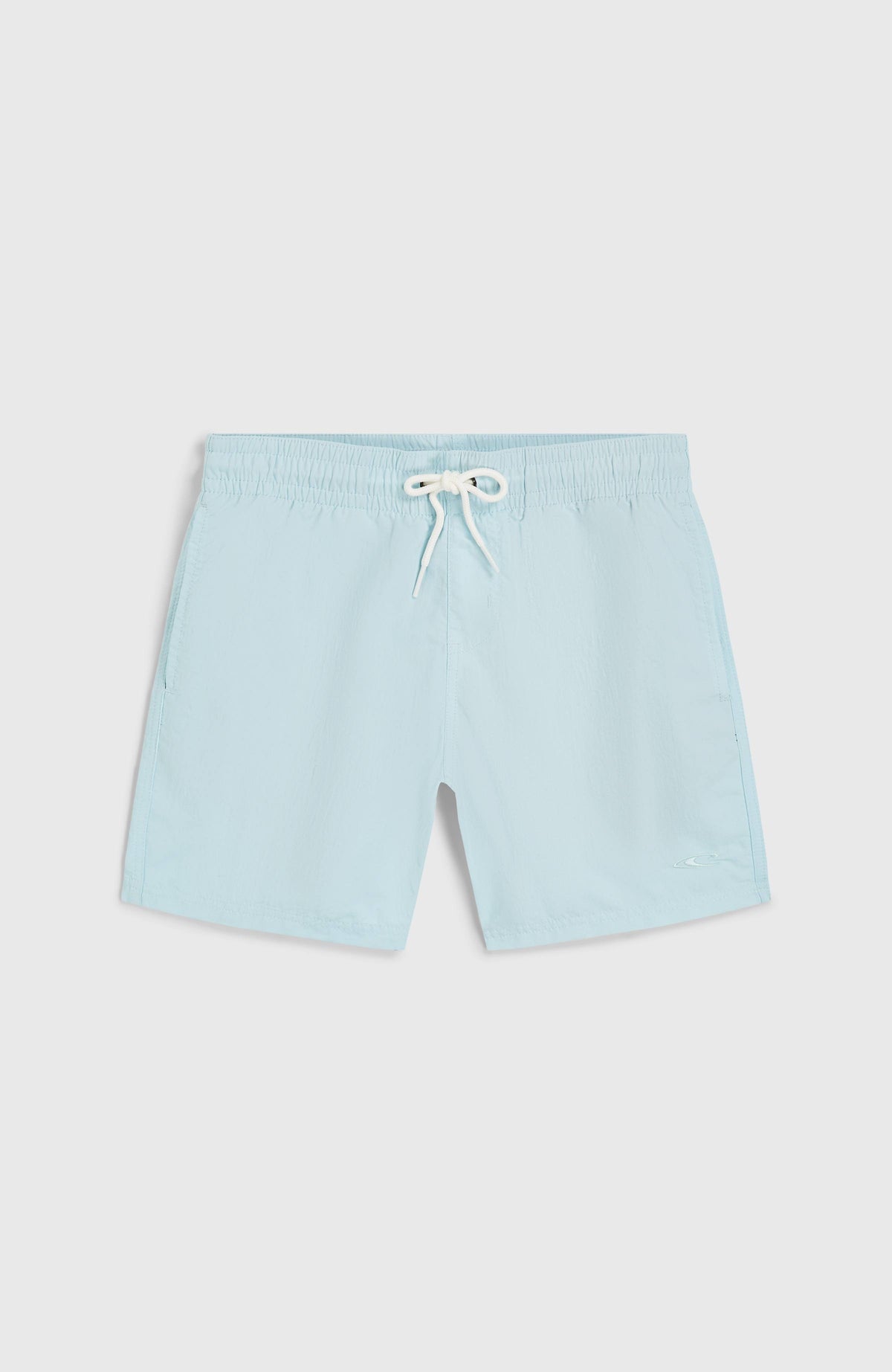 Blaue Vert 14'' Badehose für Jungen, flach liegend von vorne mit Kordelzug am Bund