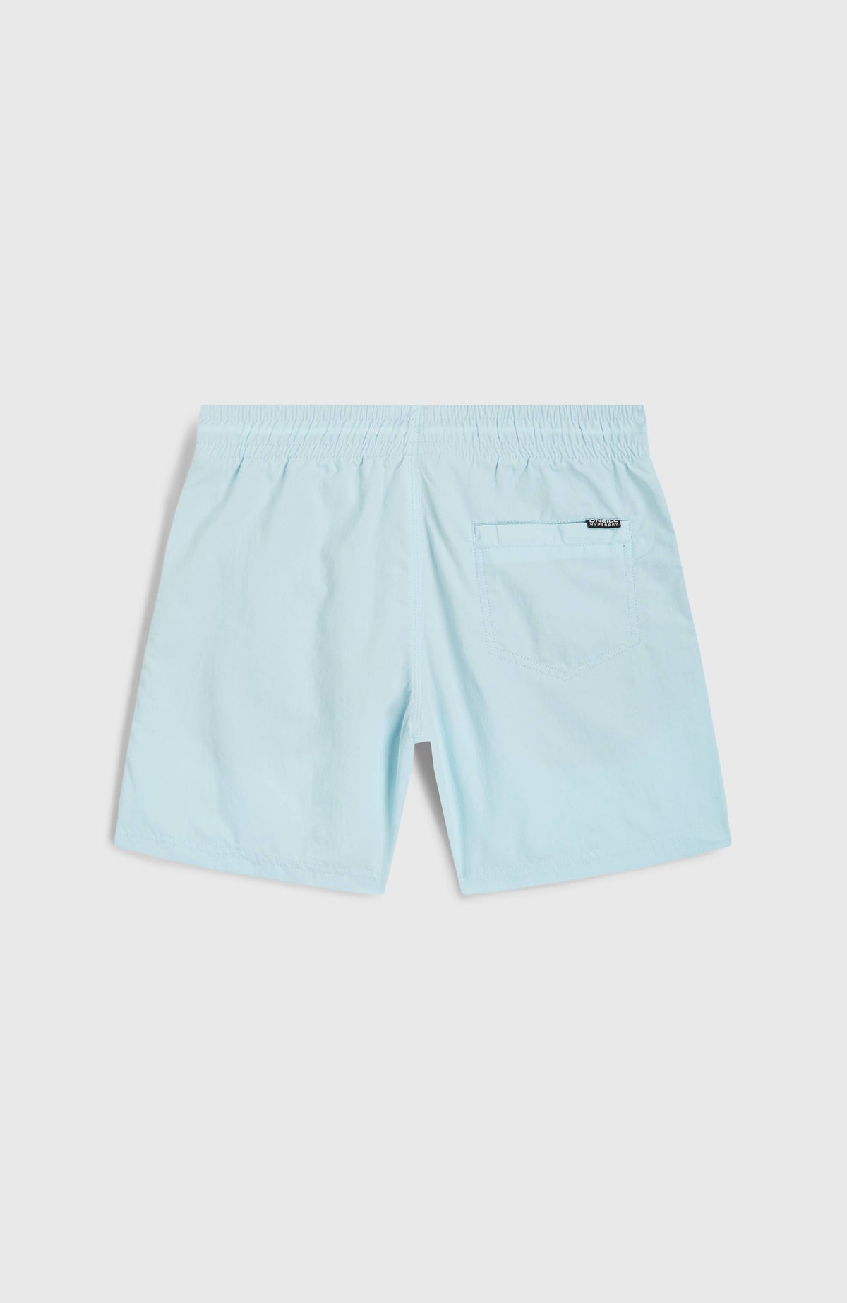 Blaue Vert 14'' Badehose für Jungen, flach liegend von hinten mit Gesäßtasche