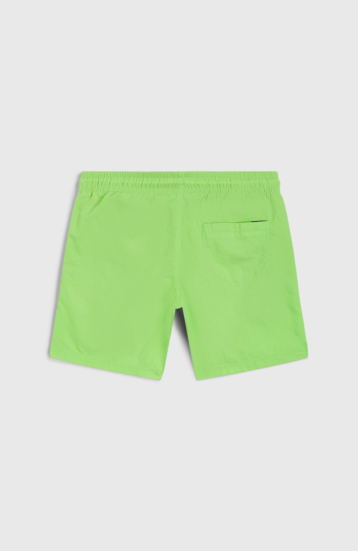 Vert 14'' Badehose für Jungen, grün, flach liegend von hinten mit aufgesetzter Gesäßtasche
