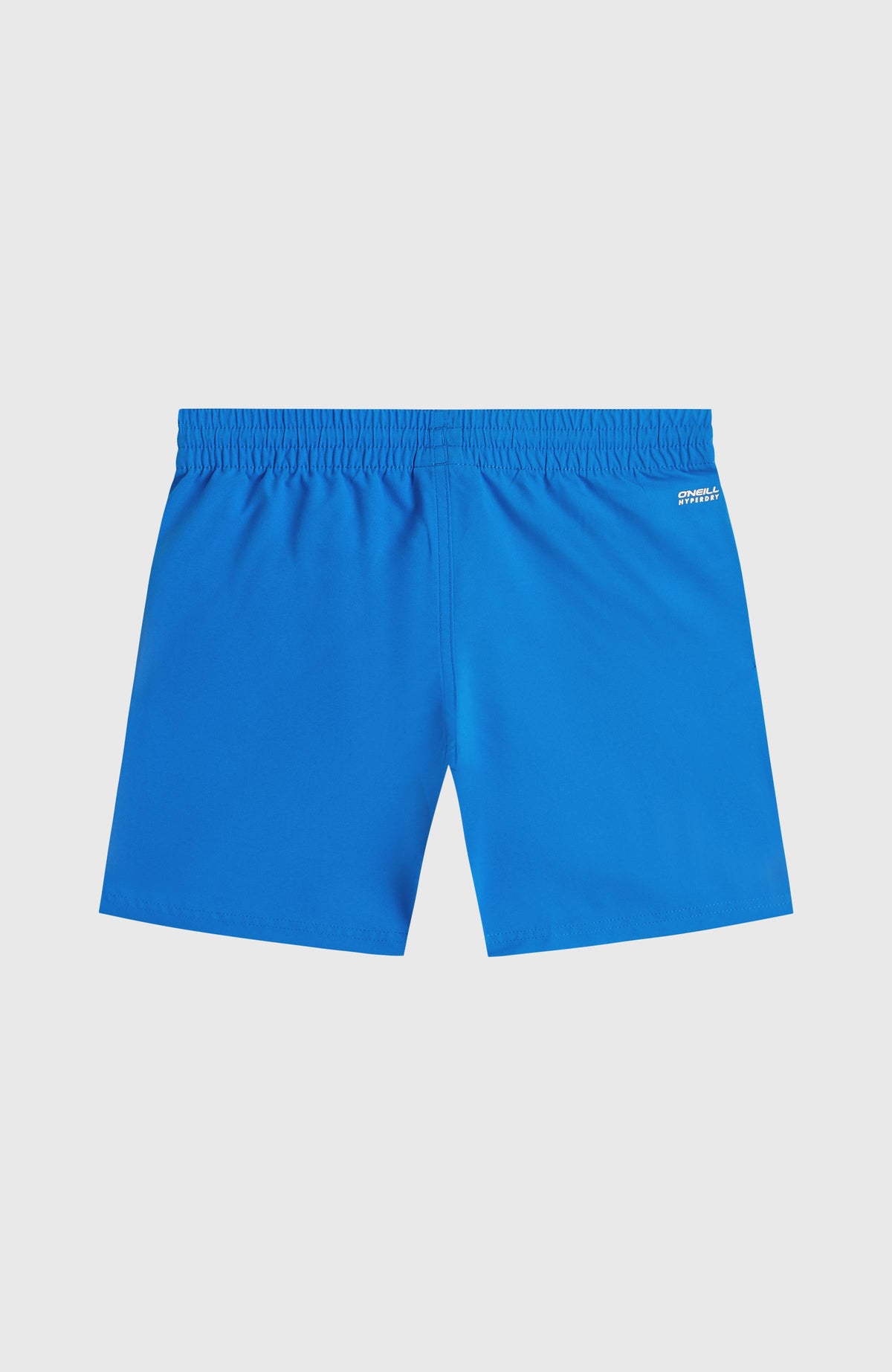 Cali Badehose für Jungen, blau, flach liegend von hinten mit elastischem Bund