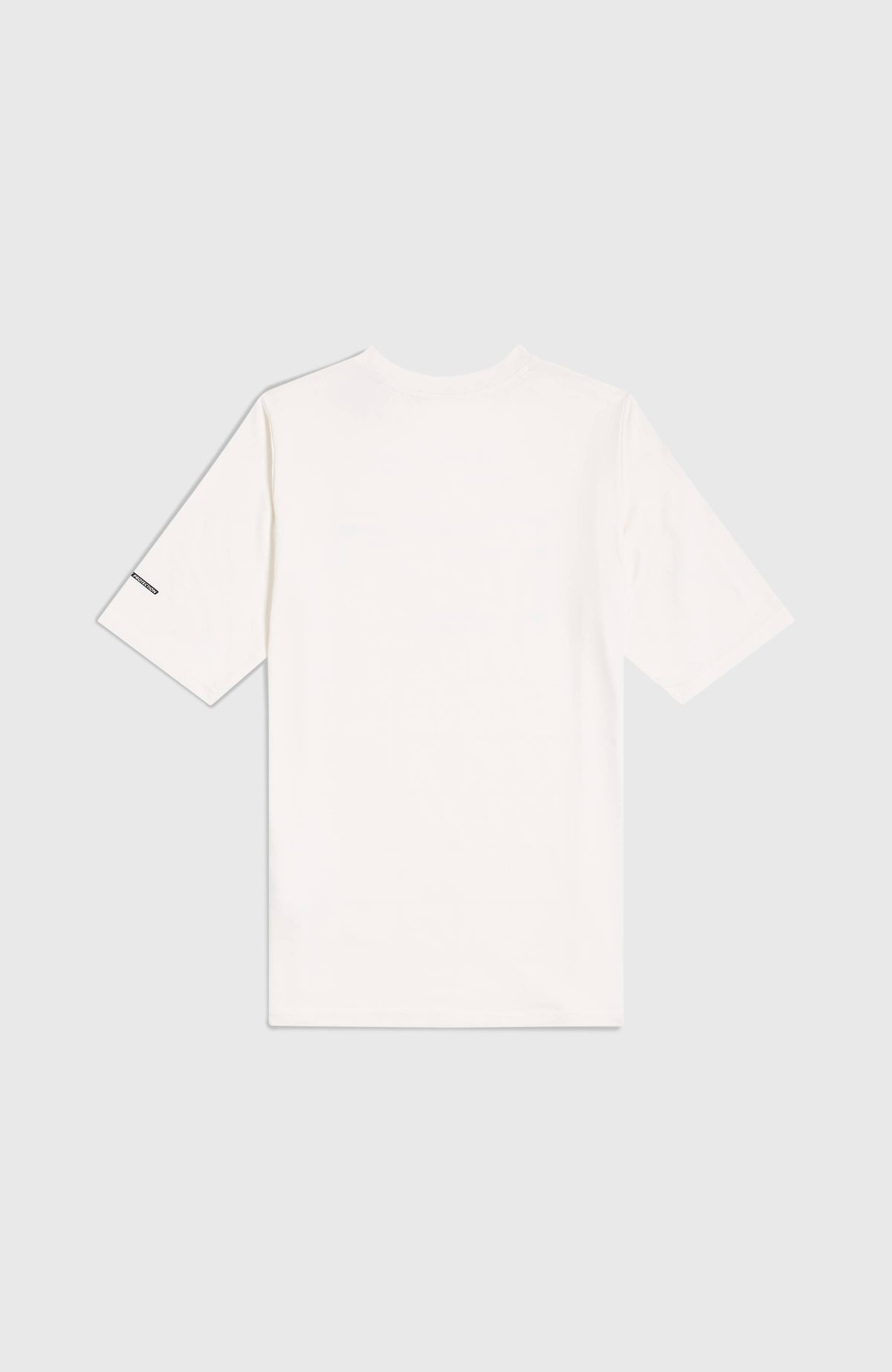 Weißes Hybrid T-Shirt für Jungen, flach liegend von hinten
