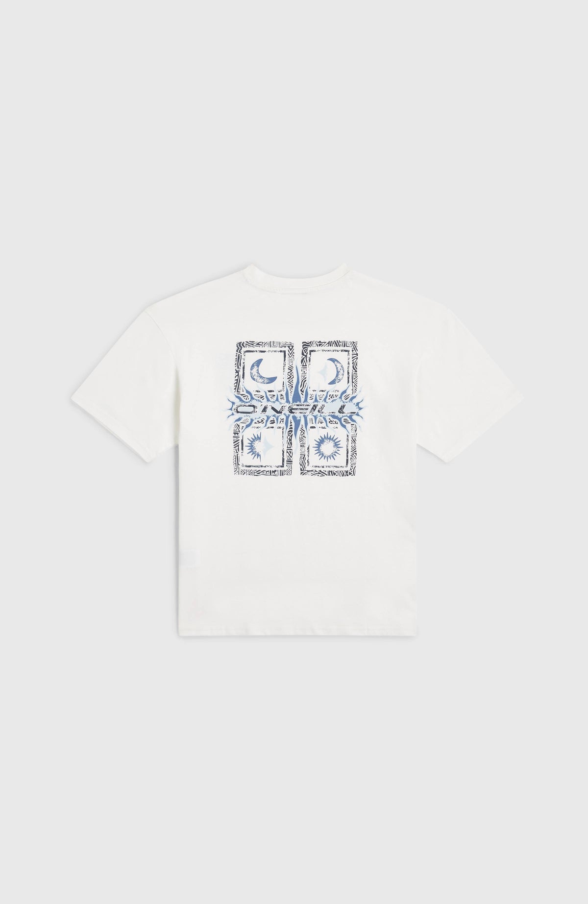 Back Print T-Shirt für Jungen, weiß mit Logo-Print in Blau, flach liegend von hinten