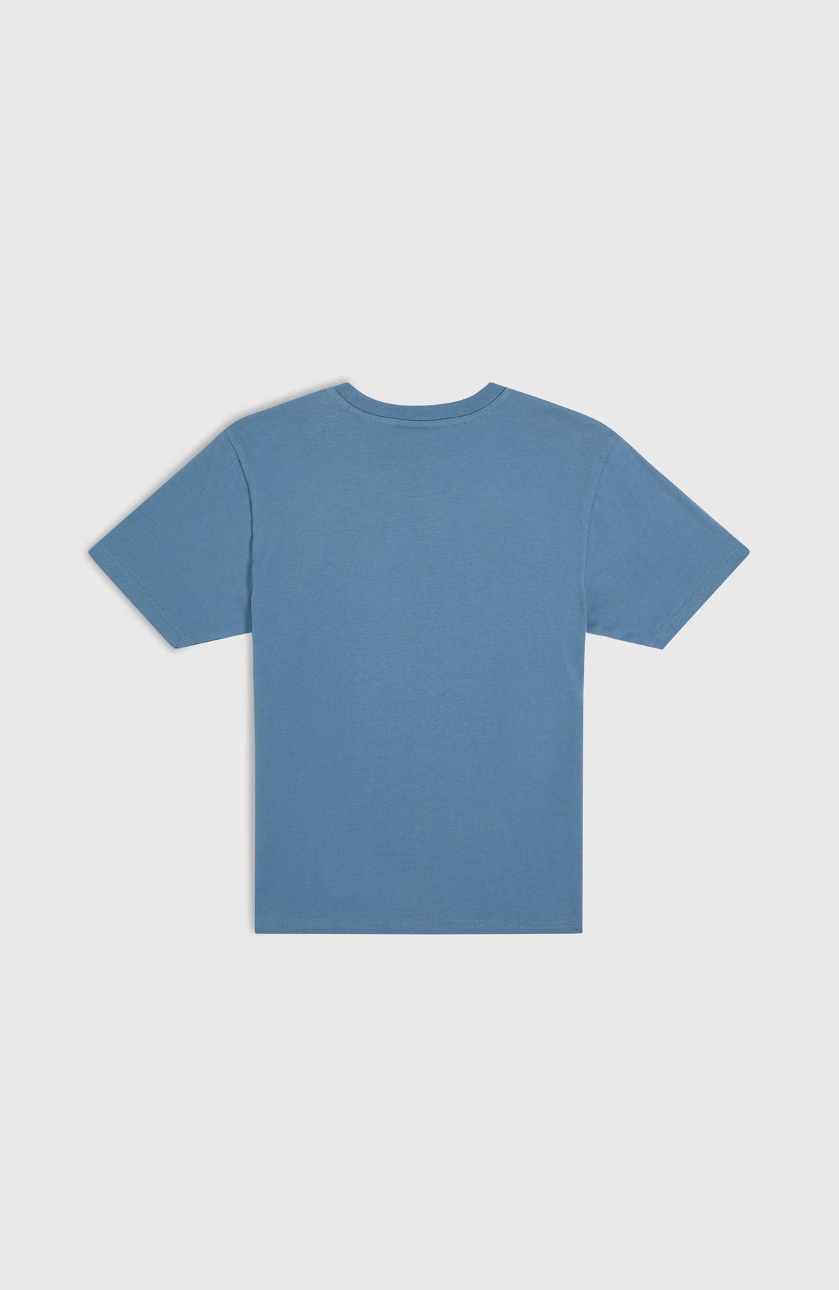 Stripe T-Shirt für Jungen, blau, flach liegend von hinten mit Blick auf die unifarbene Rückseite