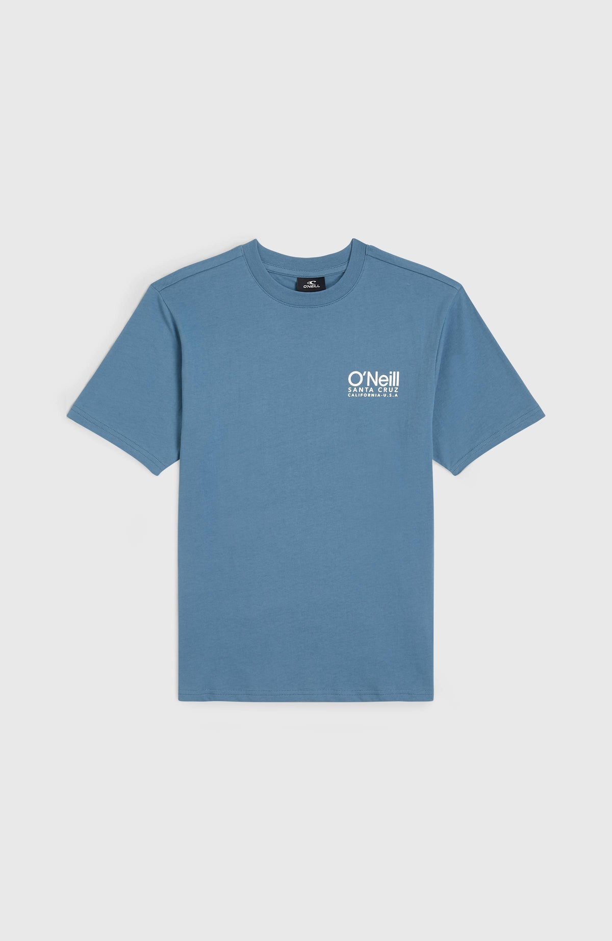 O'Neill Original Cali Logo T-Shirt für Jungen, blau mit Logo-Print in Weiß, flach liegend von vorne