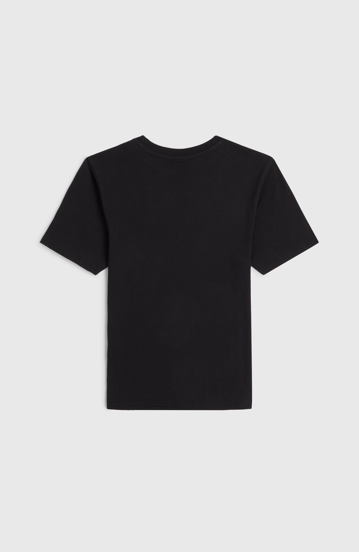 Must-Have T-Shirt für Jungen, schwarz, flach liegend von hinten mit unifarbener Rückenfläche und geradem Saum