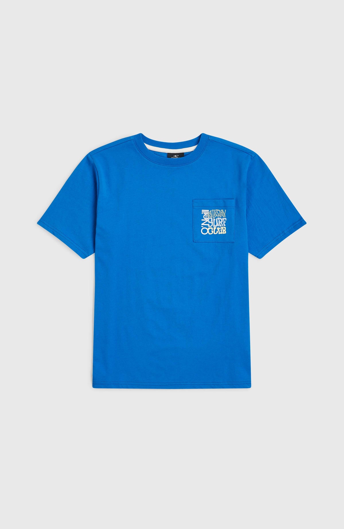 Chest Pocket T-Shirt für Jungen, blau, flach liegend von vorne mit aufgesetzter Fronttasche