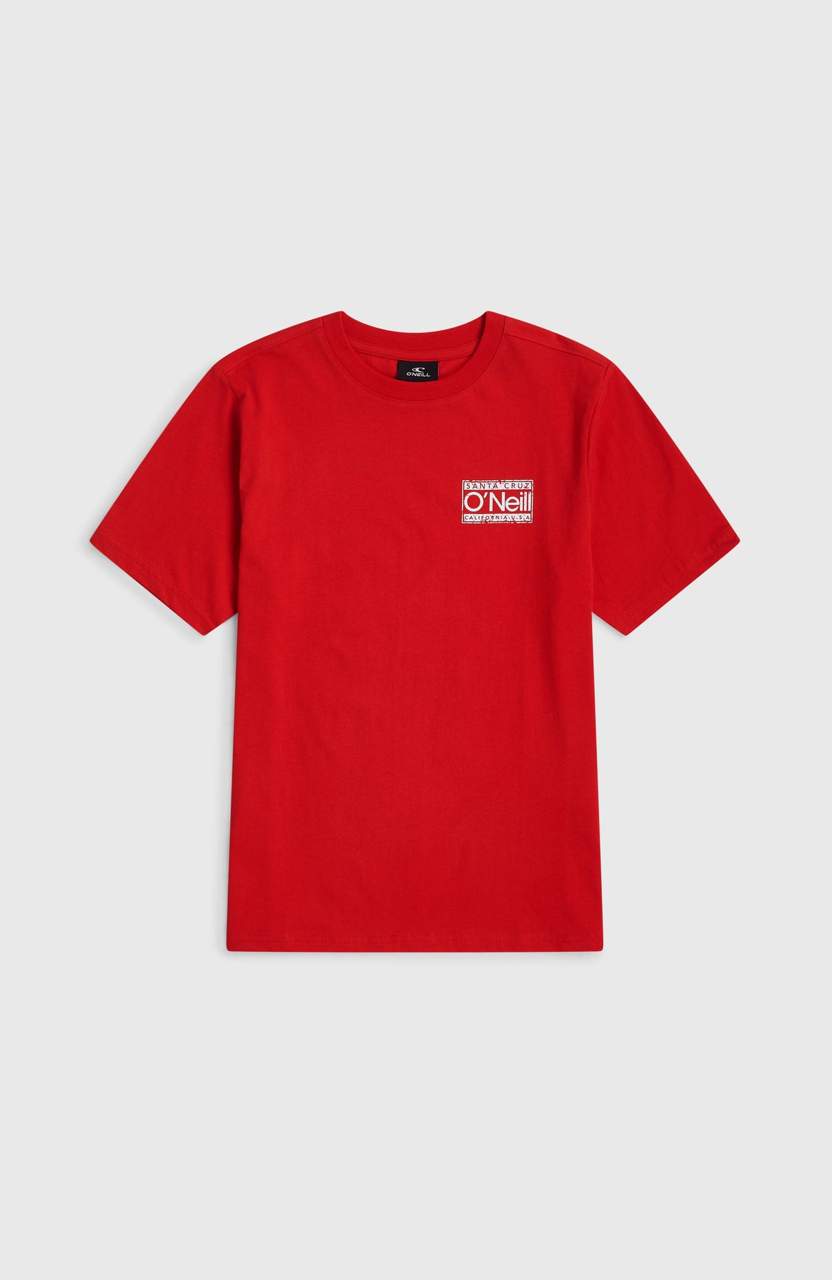 Cali T-Shirt für Jungen, rot mit Logo-Print in Weiß, flach liegend von vorne