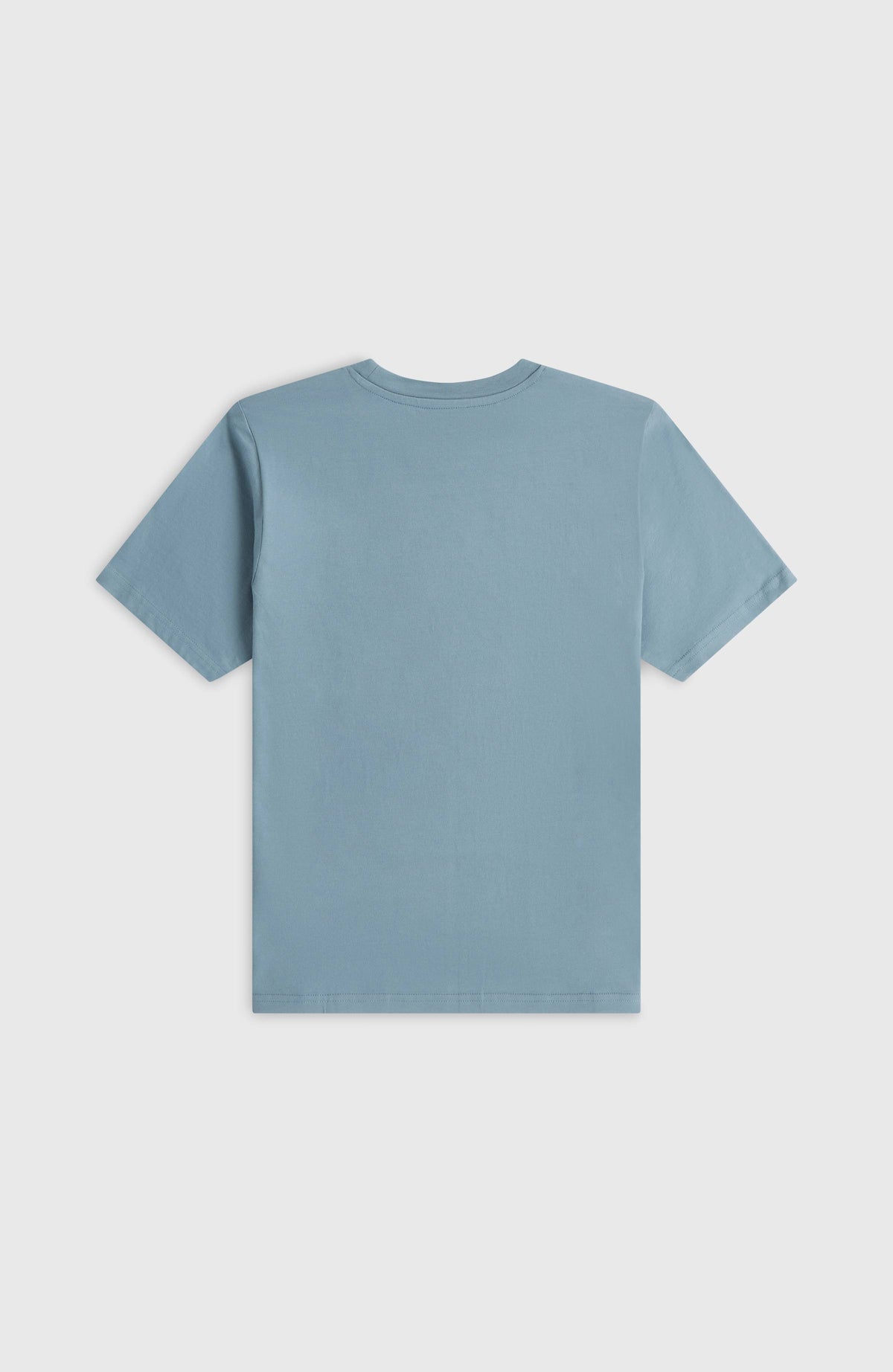Graphic T-Shirt für Jungen, blau, flach liegend von hinten, unifarbene Rückansicht mit Rundhalskragen