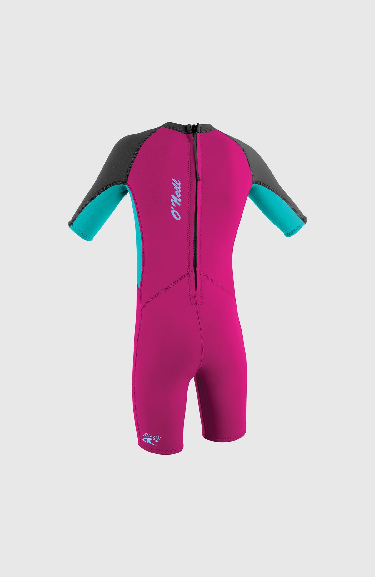 Reactor 2mm Spring Wetsuit Neoprenanzug für Jungen, pink, freigestellt von hinten, Reißverschluss an der Rückseite