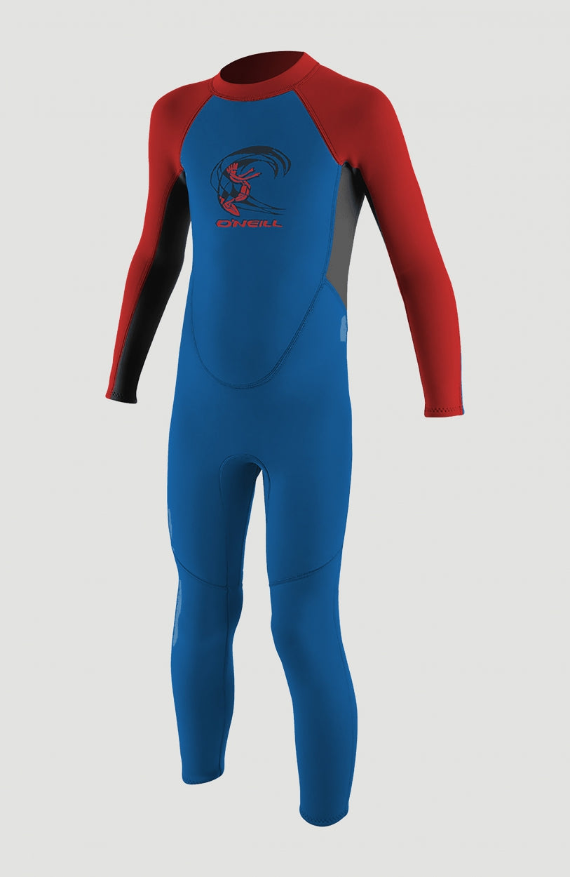 O'Neill Reactor-2 2mm Back Zip Full Wetsuit Neoprenanzug für Jungen, blau, freigestellt in der Vorderansicht