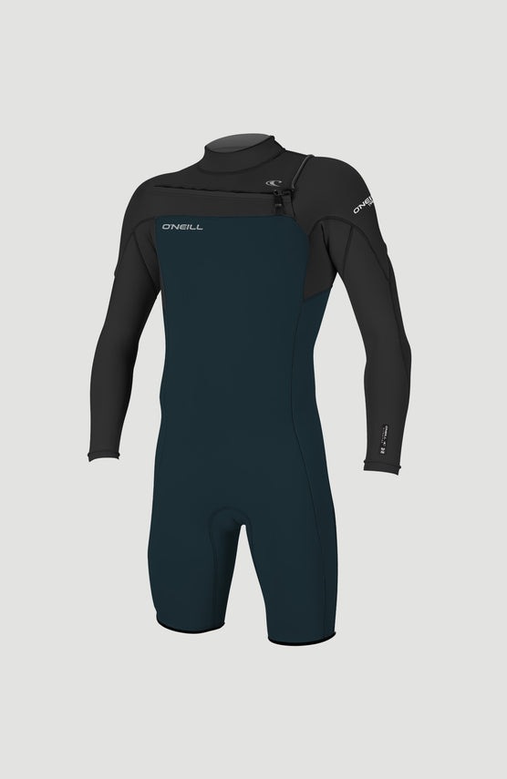O'Neill Hammer 2mm Chest Zip Long Sleeve Spring Wetsuit für Herren, schwarz, freigestellt von vorne