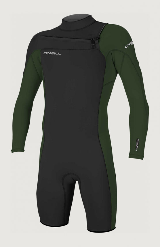 O'Neill Hammer 2mm Chest Zip Long Sleeve Spring Wetsuit für Herren, schwarz, freigestellt von vorne