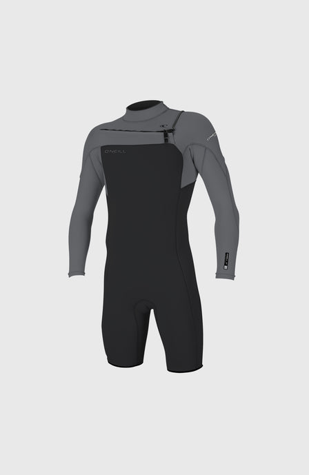 O'Neill Hammer 2mm Chest Zip Long Sleeve Spring Wetsuit für Herren, schwarz, freigestellt von vorne