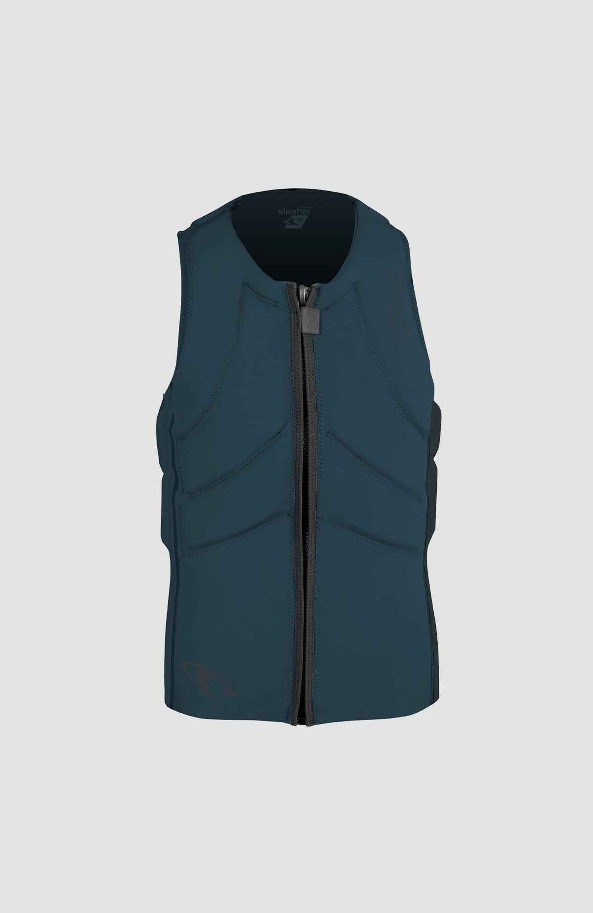 O'Neill Slasher Kite Vest Weste für Herren, blau, freigestellt von vorne mit durchgehendem Reißverschluss