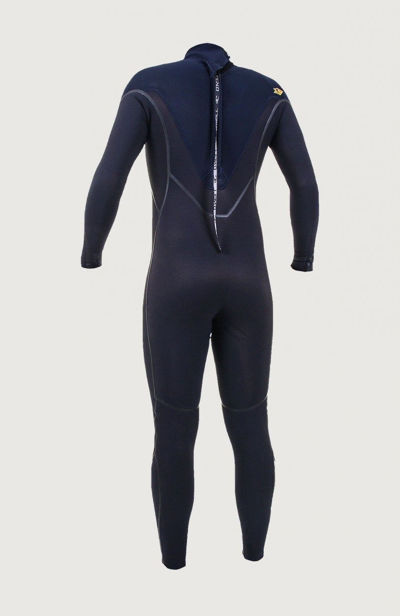 Hyperfreak 4/3mm Neoprenanzug für Herren, schwarz, freigestellt in der Rückansicht mit Zugband am Kragen
