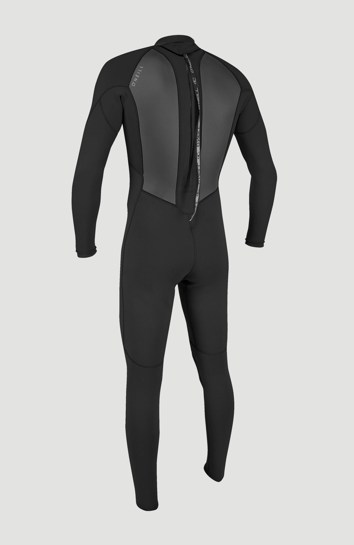 Reactor-2 3/2mm Back Zip Full Wetsuit Neoprenanzug für Herren, schwarz, freigestellt von hinten, Reißverschluss am Rücken