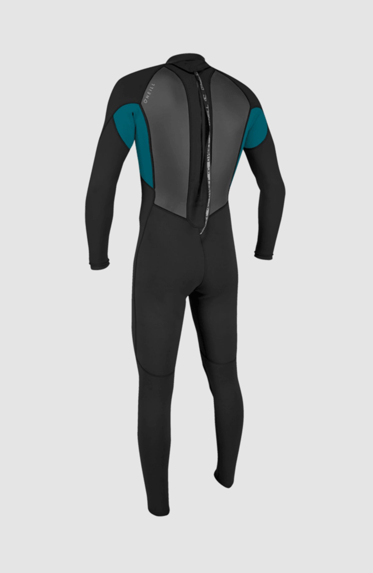 Reactor-2 3/2mm Back Zip Full Wetsuit Neoprenanzug für Herren, schwarz, freigestellt von hinten mit Reißverschluss