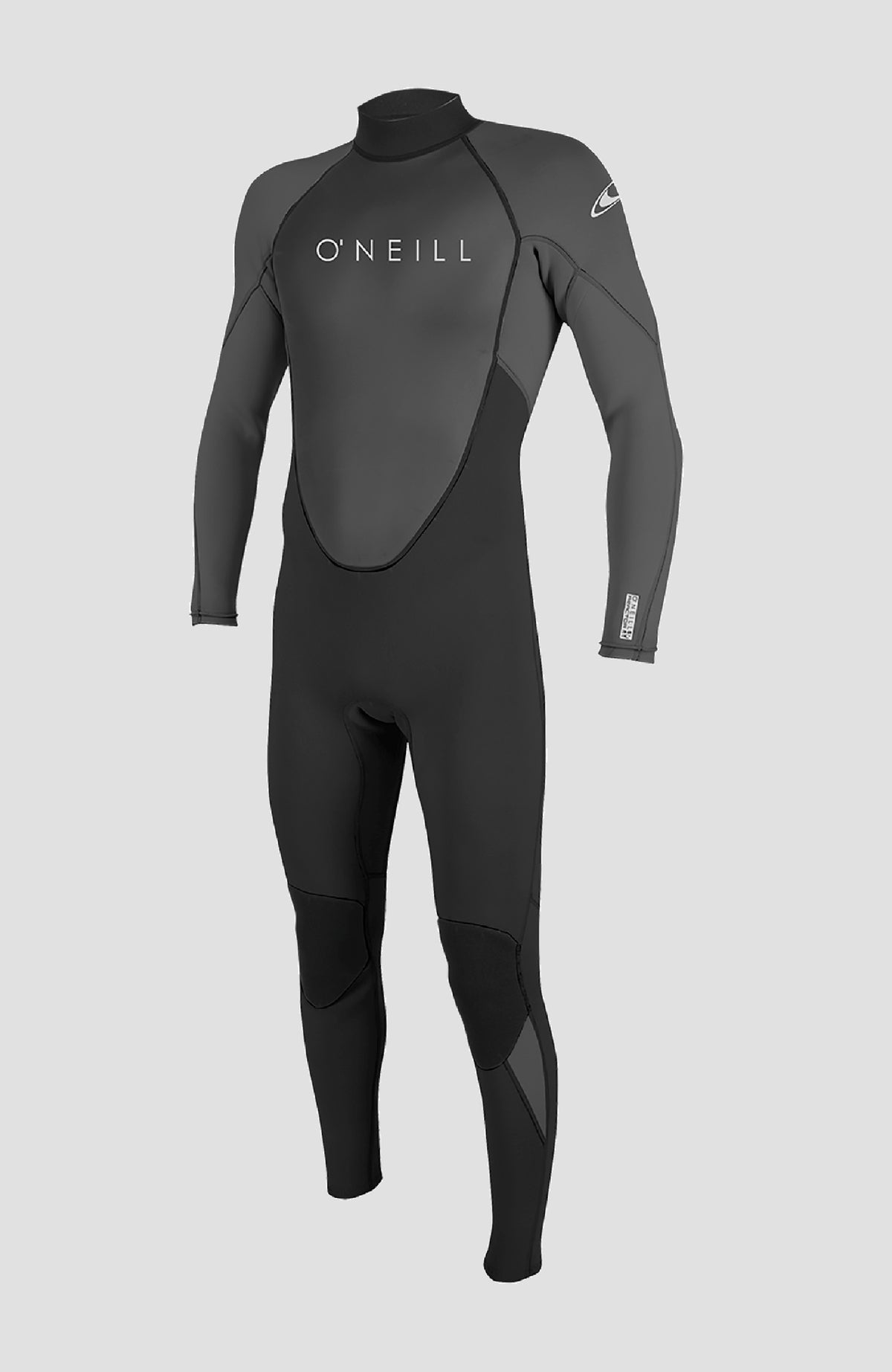Schwarzer Reactor-2 3/2mm Back Zip Full Wetsuit Neoprenanzug für Herren, freigestellt von vorne mit Stehkragen