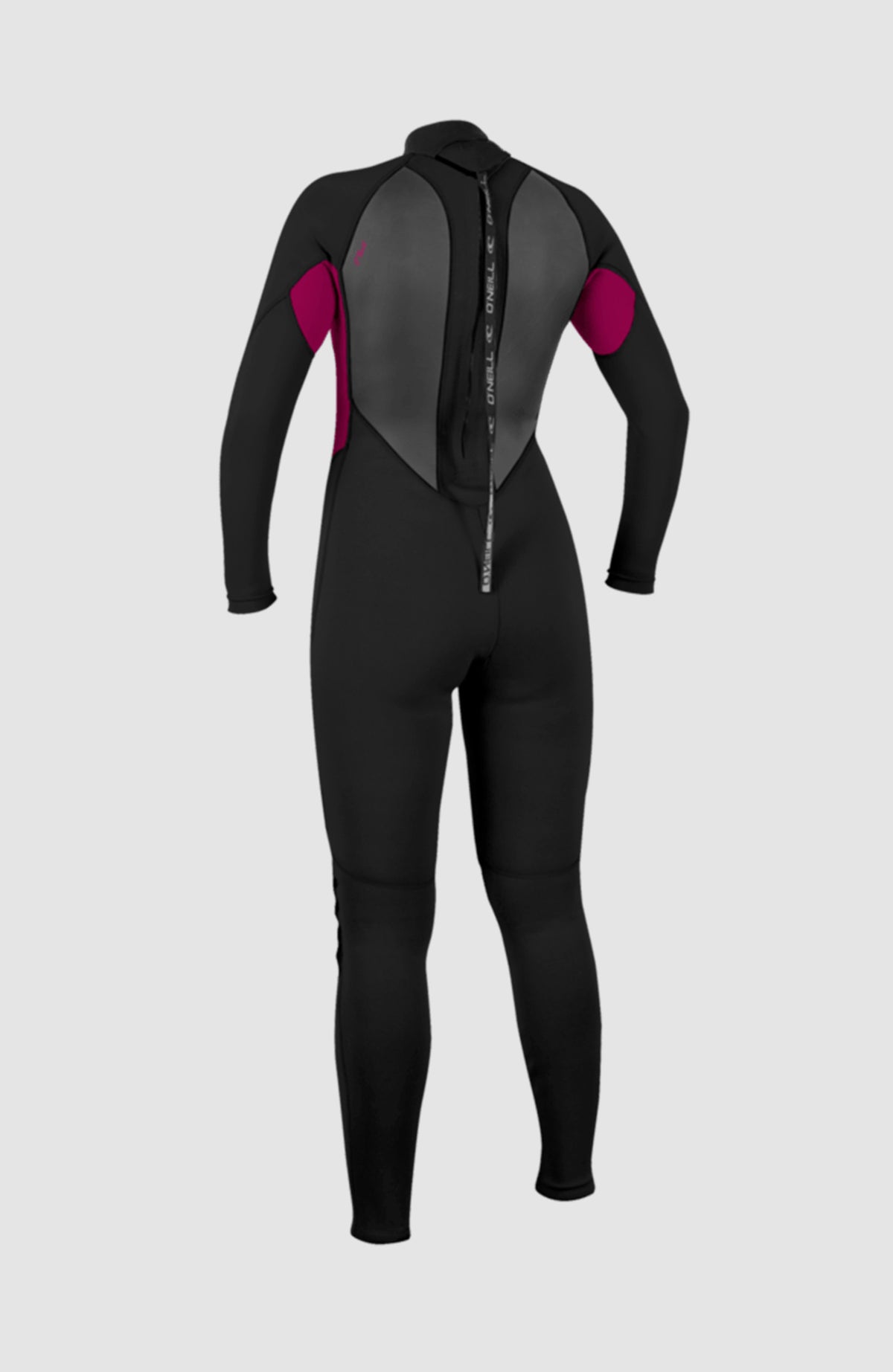 Reactor-2 3/2 Back Zip Full Wetsuit Neoprenanzug, schwarz, freigestellt von hinten mit Reißverschluss am Rücken