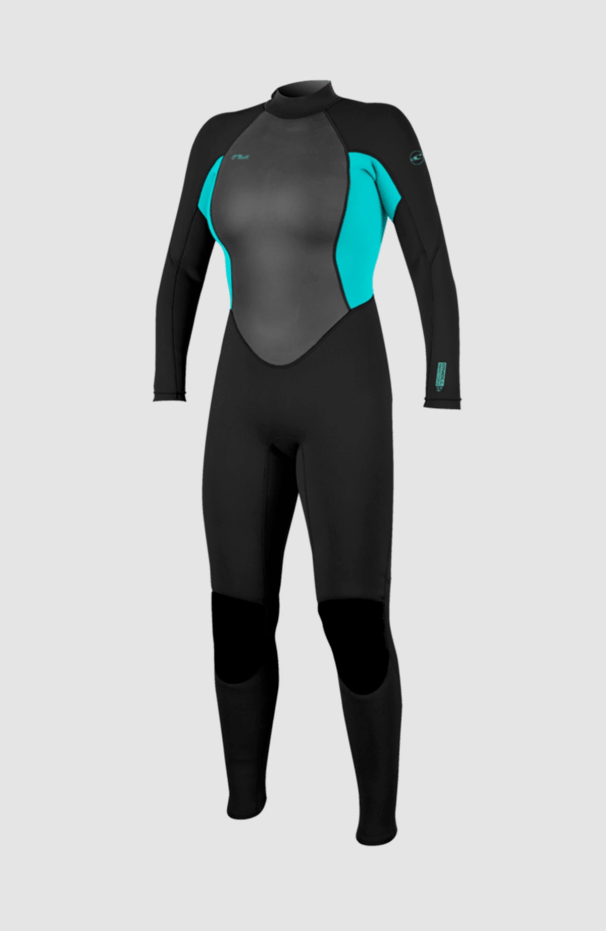 O'Neill Reactor-2 3/2 Back Zip Full Wetsuit Neoprenanzug für Damen, schwarz, freigestellt von vorne