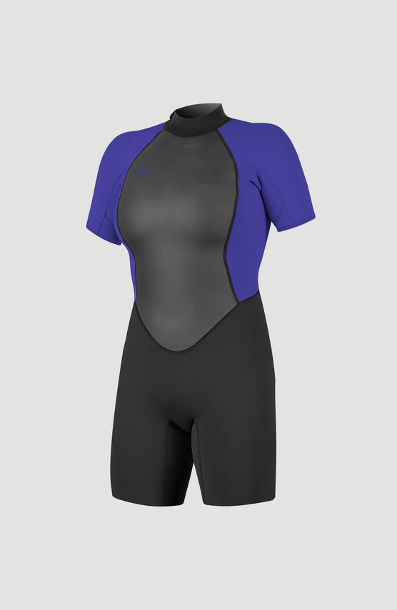 O'Neill Reactor-2 2mm Back Zip Shortsleeve Spring Wetsuit für Damen, schwarz, freigestellt von vorne