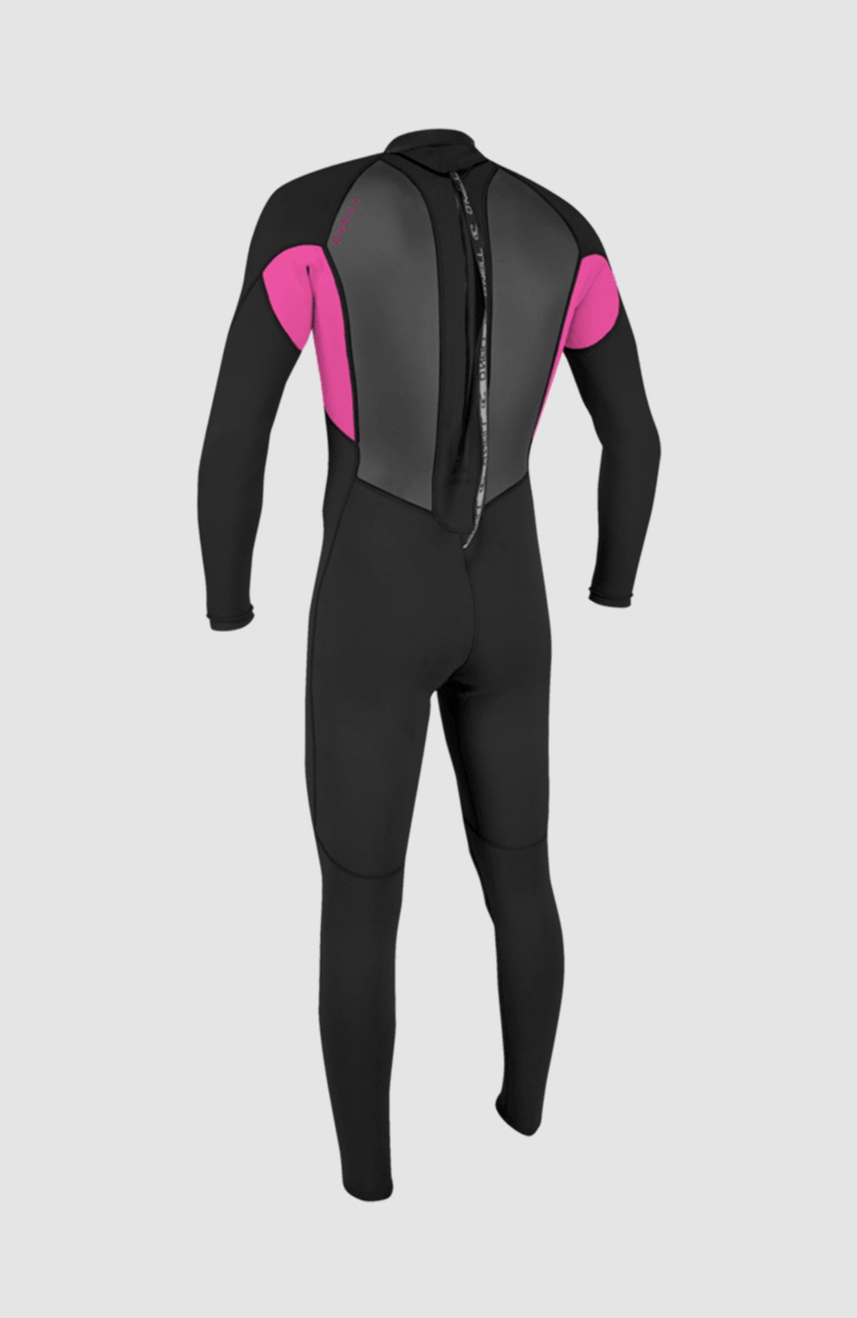 Reactor-2 3/2 Back Zip Full Wetsuit Neoprenanzug für Jungen, schwarz, freigestellt von hinten mit Reißverschluss