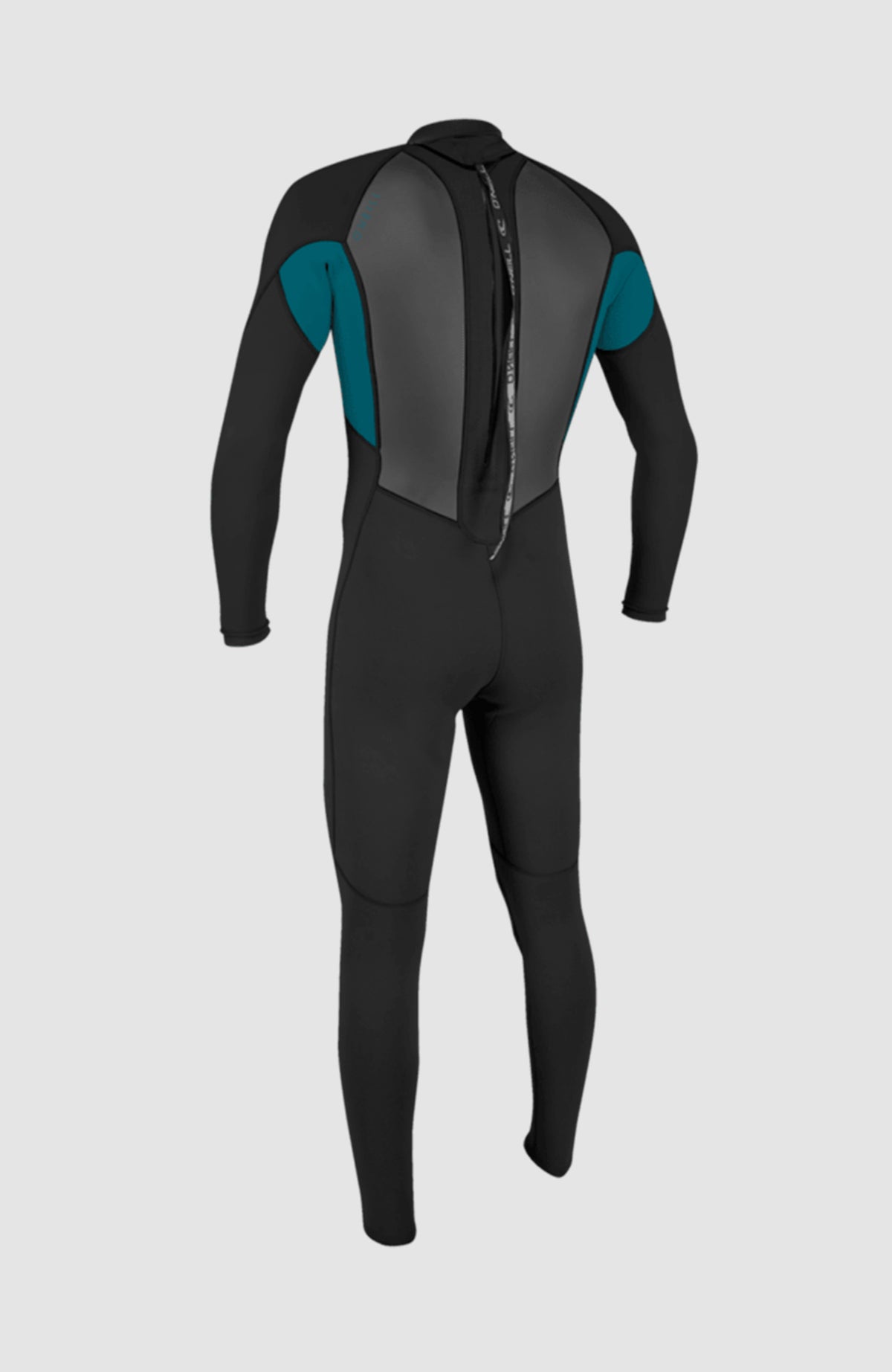 Reactor-2 3/2 Back Zip Full Wetsuit Neoprenanzug für Jungen, schwarz, freigestellt von hinten mit Rückenreißverschluss