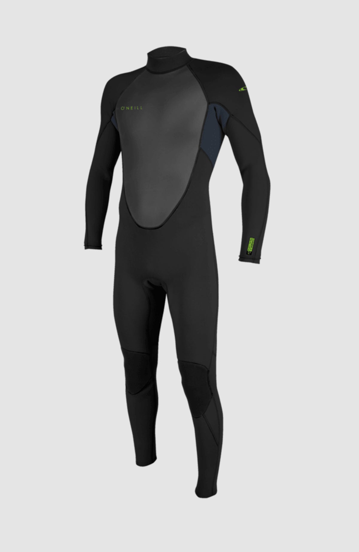 O'Neill Reactor-2 3/2 Back Zip Full Wetsuit Neoprenanzug für Jungen, schwarz, freigestellt in Vorderansicht
