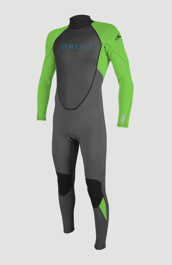 O'Neill Reactor-2 3/2mm Back Zip Full Wetsuit Neoprenanzug für Mädchen, schwarz, freigestellt in Vorderansicht