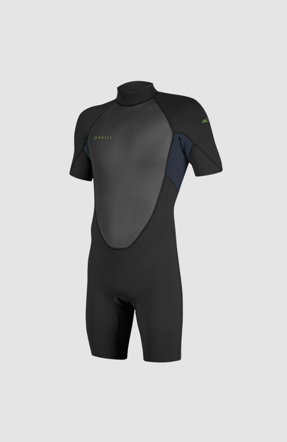 O'Neill Reactor-2 2mm Back Zip Short Sleeve Spring Wetsuit Neoprenanzug für Jungen, schwarz, freigestellt von vorne