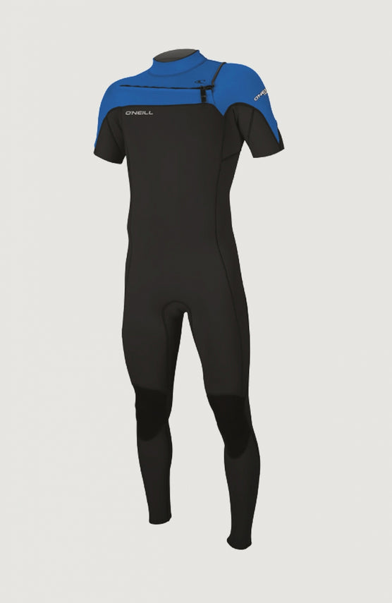 O'Neill Hammer 2mm Chest Zip Short Sleeve Full Wetsuit Neoprenanzug für Herren, blau, freigestellt von vorne