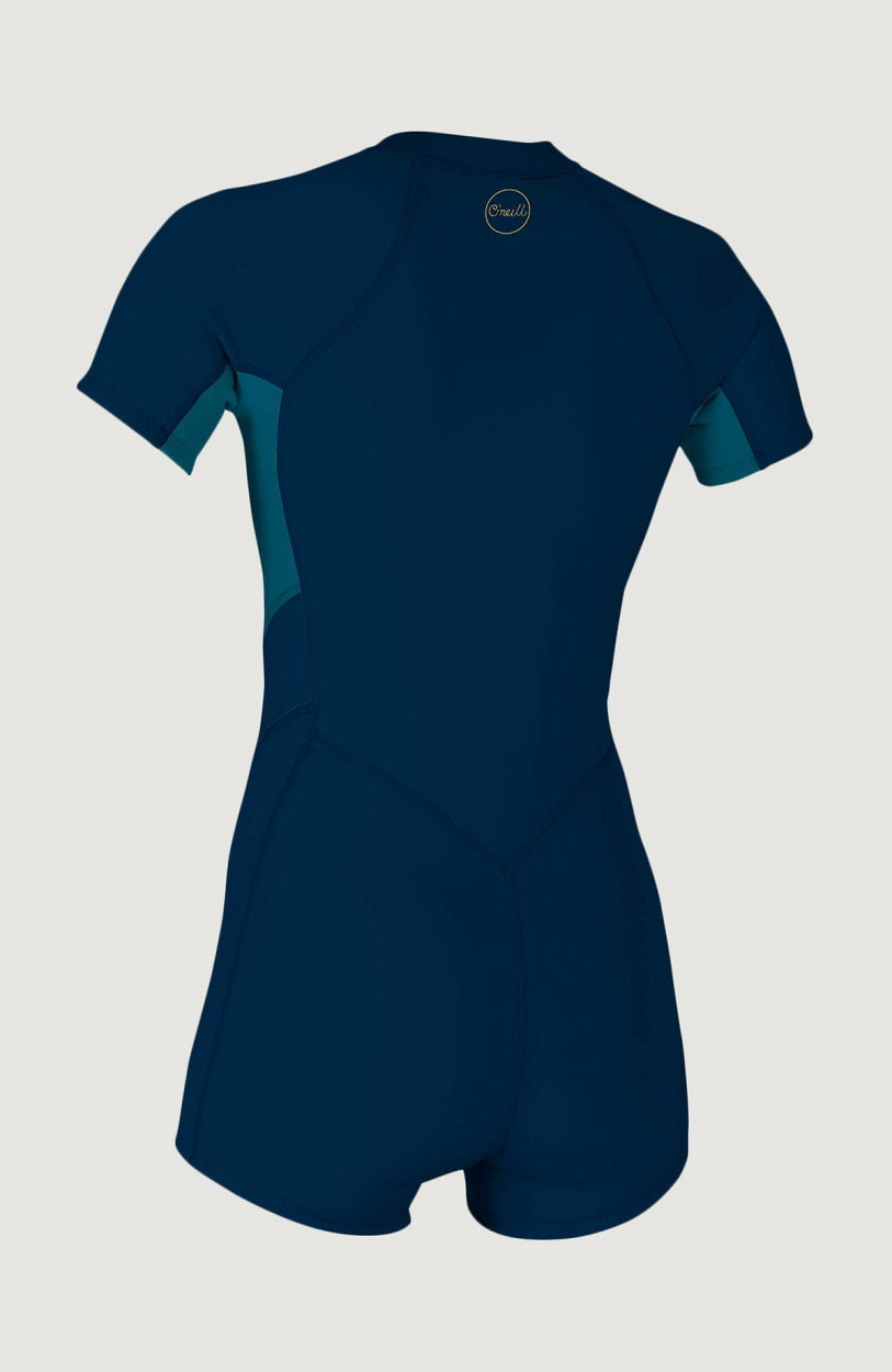 Bahia 2/1mm Neoprenanzug für Damen, blau, freigestellt von hinten mit rundem Logo-Print an der Rückseite