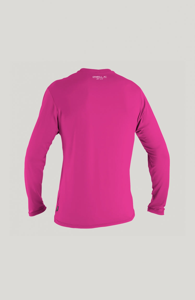 O'Zone Long Sleeve UV Shirt für Mädchen, rot, freigestellt in Rückansicht, kleiner Logo-Print am Halsausschnitt