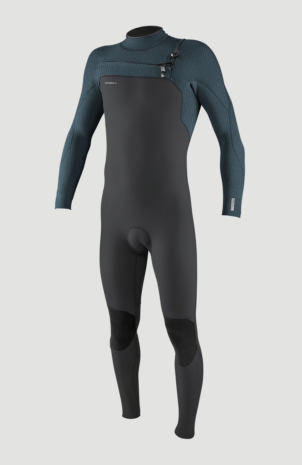 O'Neill Hyperfreak Plus 4/3mm Chest Zip Full Wetsuit Neoprenanzug für Herren, blau, freigestellt von vorne