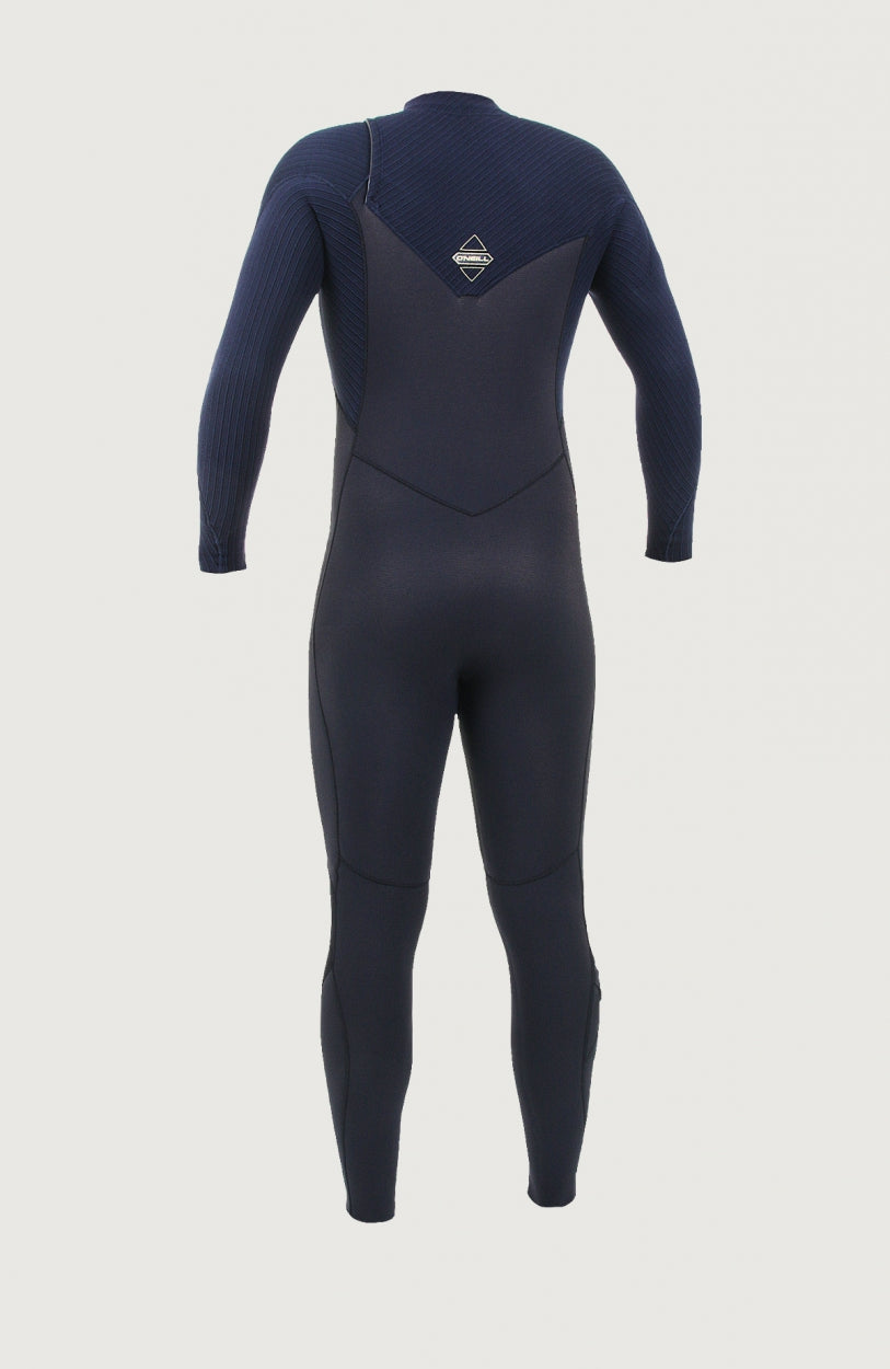 Schwarzer Hyperfreak Plus Neoprenanzug für Herren, freigestellt von hinten mit Logo-Print an der Rückseite
