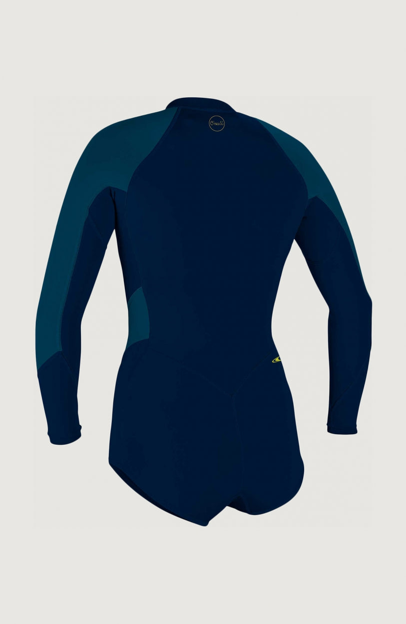 Bahia 2/1mm Neoprenanzug für Damen in Blau, freigestellt von hinten mit kleinem Logo-Print auf der Rückseite