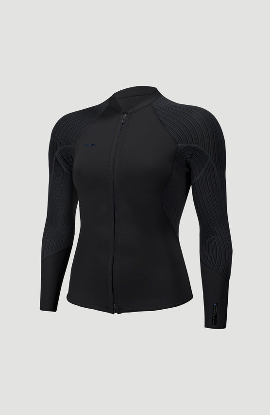 Hyperfreak 2/1.5mm Front Zip Wetsuit Jacket | BLACK/BLACK