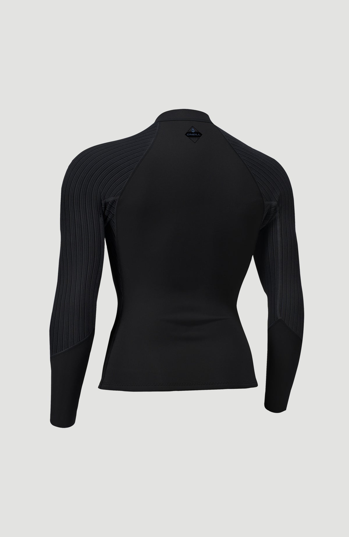 Hyperfreak 2/1.5mm Neoprenjacke für Damen, schwarz, freigestellt von hinten, Logo-Print am Kragen
