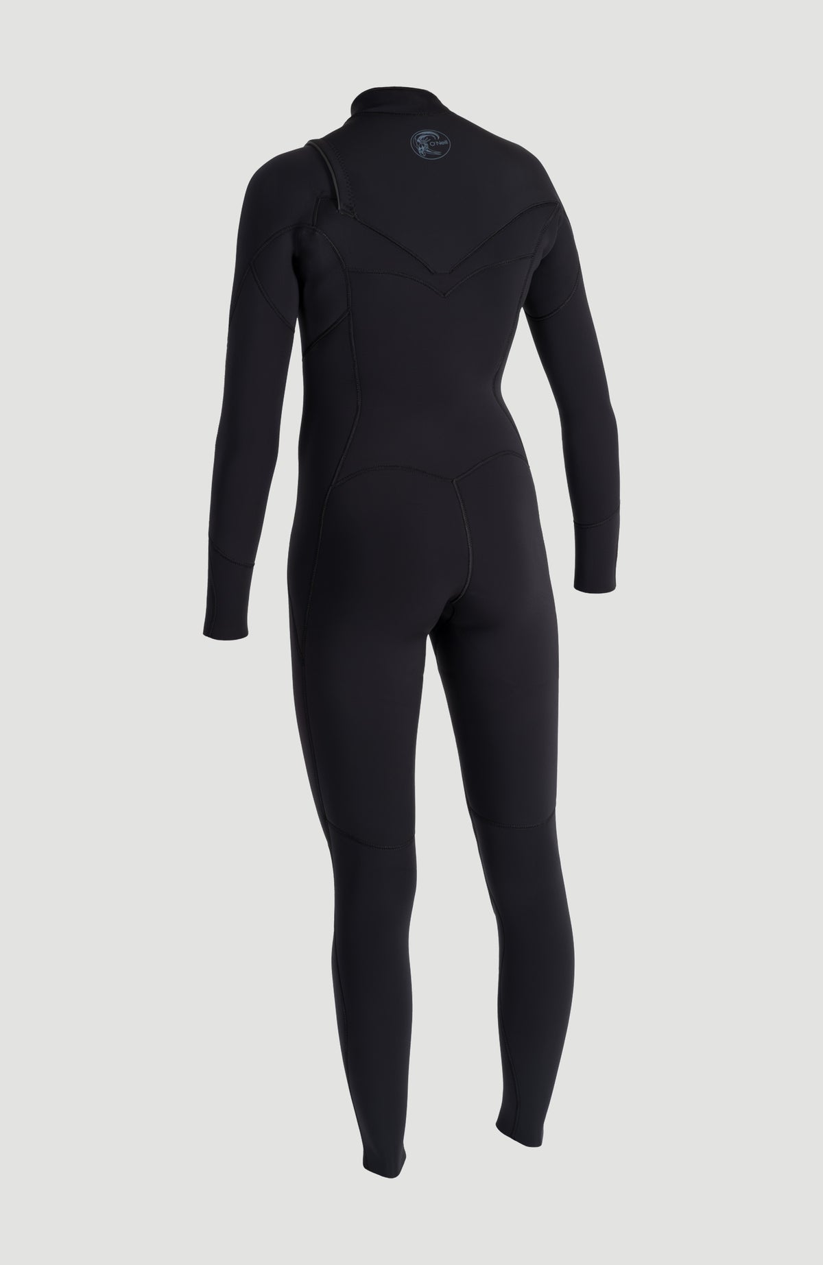 O'Riginals RG8 Neoprenanzug für Damen, schwarz, freigestellt von hinten mit Nahtführung und Logo unter dem Kragen
