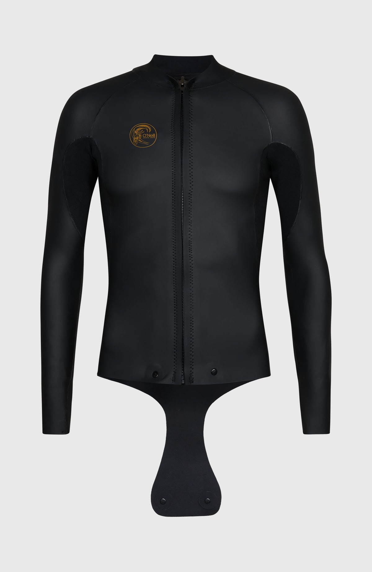 O'Riginals 2mm Neoprenjacke für Herren, schwarz, freigestellt von vorne mit geöffneter Verschlusslasche